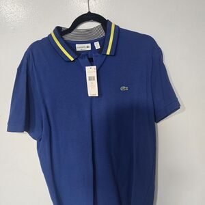 Lacoste Blue Polo Shirt with Yellow Accents